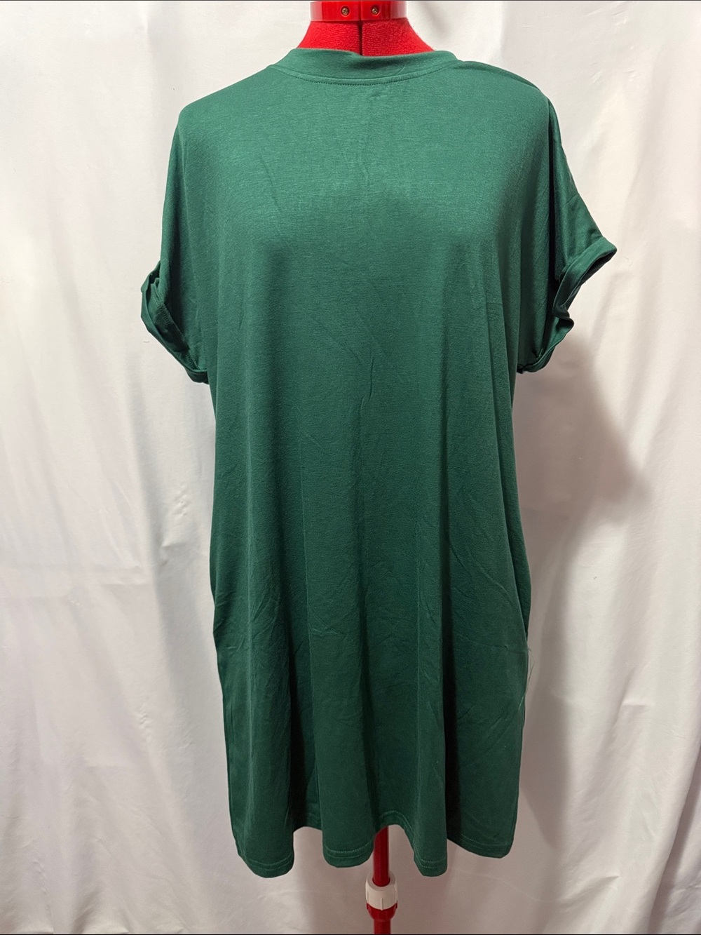 Relaxed Forest Green Women's Short Sleeve Tunic by